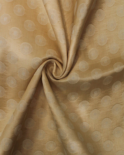 Beige Circle Design Polyester Dupion Jacquard Fabric