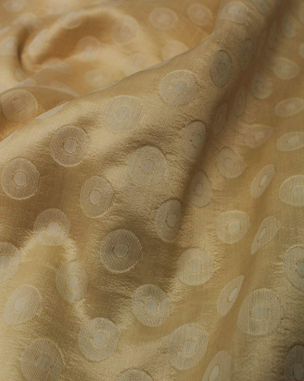 Beige Circle Design Polyester Dupion Jacquard Fabric