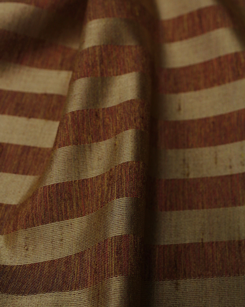 Orange Stripes Design Polyester Dupion Jacquard Fabric