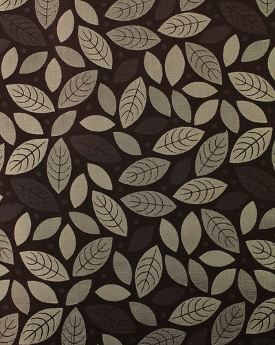 Brown Leaf Design Polyester Dupion Jacquard Fabric