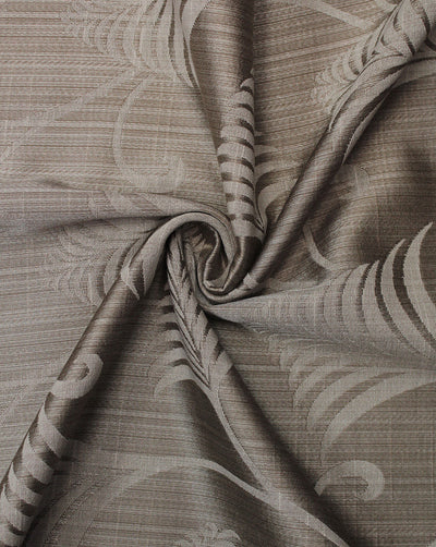 Grey Leaf Design Polyester Dupion Jacquard Fabric
