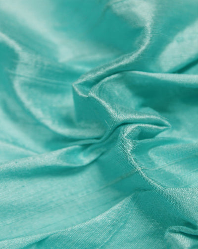 Turquoise Plain Raw Silk Fabric