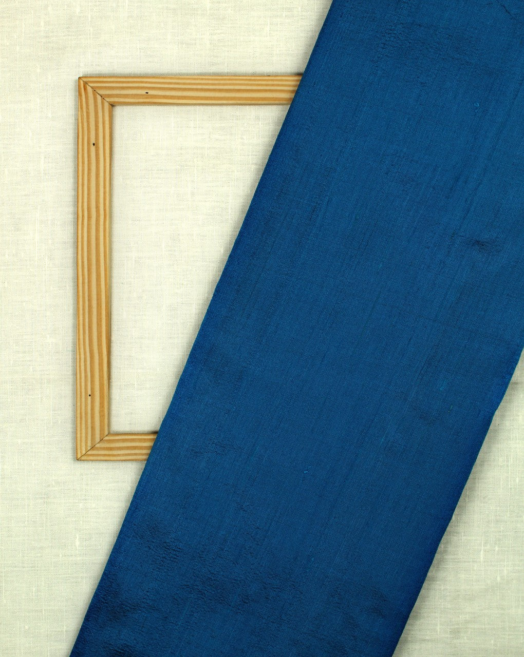 Blue Plain Raw Silk Fabric