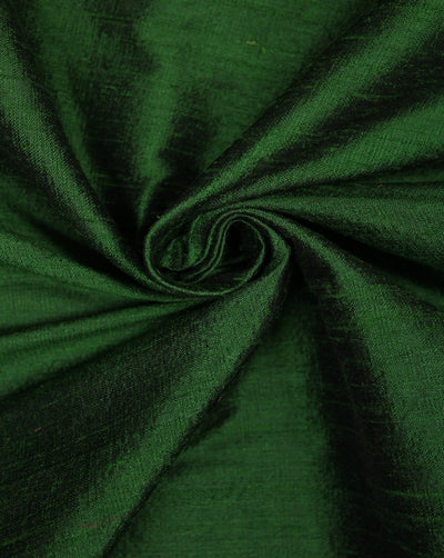 Dark Green Plain Raw Silk Fabric