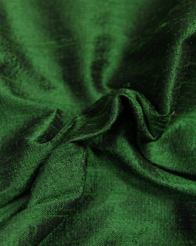 Dark Green Plain Raw Silk Fabric