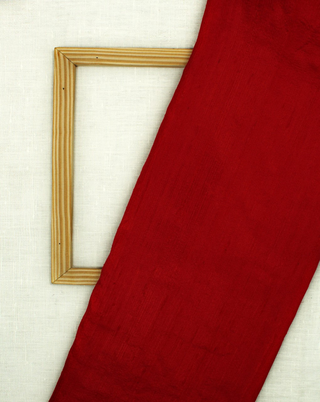 Red Plain Raw Silk Fabric