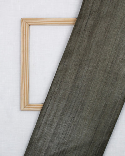 Grey Plain Raw Silk Fabric