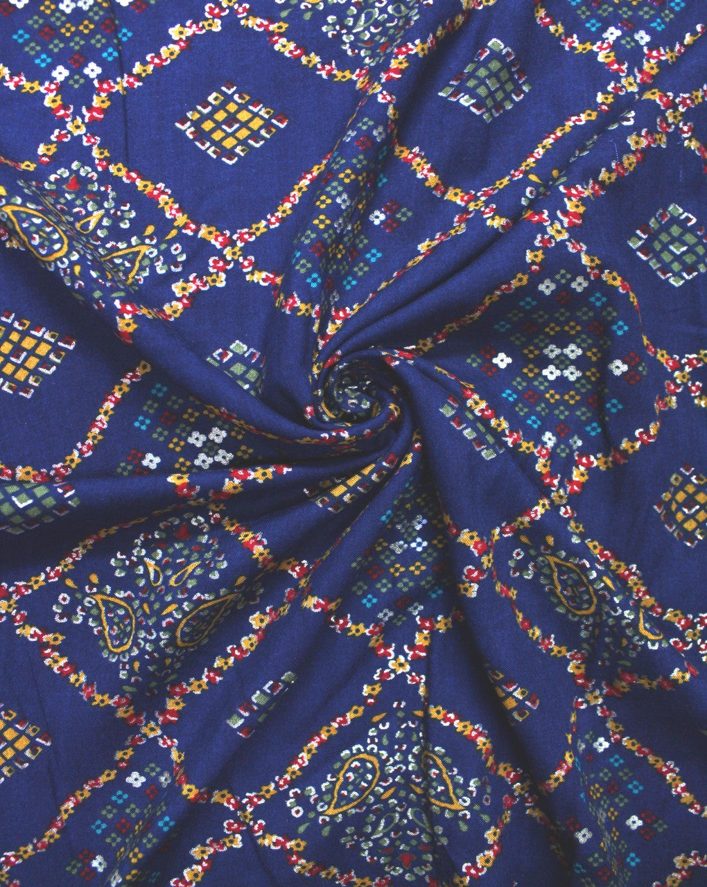 Navy Blue And Multicolor Abstract Design Rayon Fabric