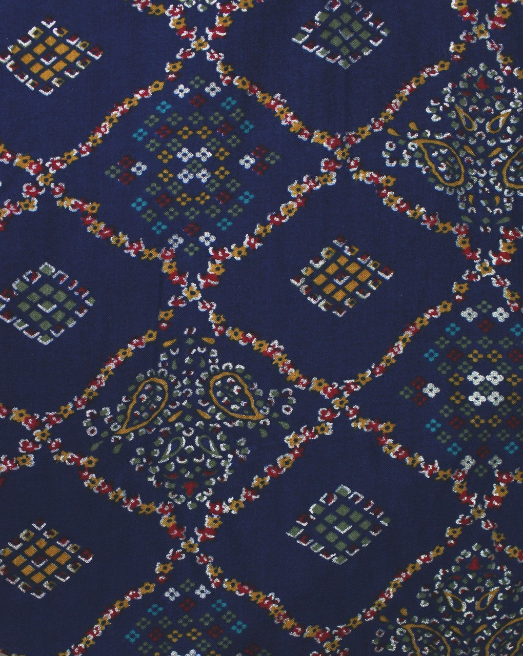 Navy Blue And Multicolor Abstract Design Rayon Fabric