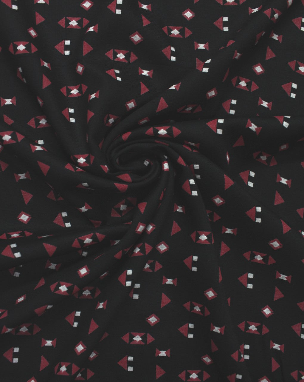 Red And Black Abstract Print Rayon Fabric
