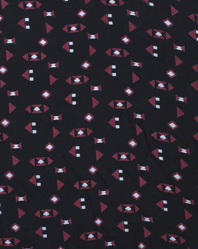 Red And Black Abstract Print Rayon Fabric