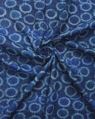 Blue And White Abstract Print Rayon Fabric