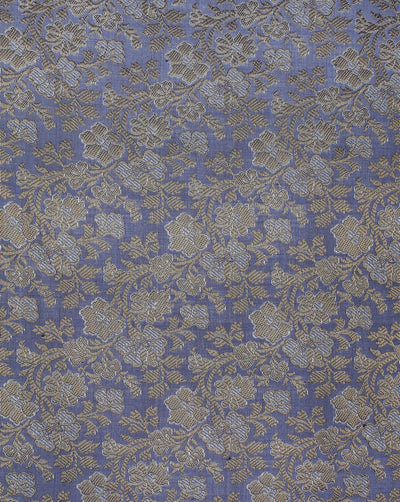 Light Purple And Golden Floral Design Polyester Brocade Fabric