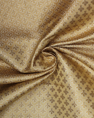 Cream And Golden Paisley Design Silk Jackquard Fabric