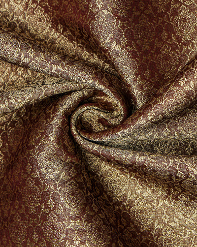 Brown And Golden Paisley Design Silk Jackquard Fabric