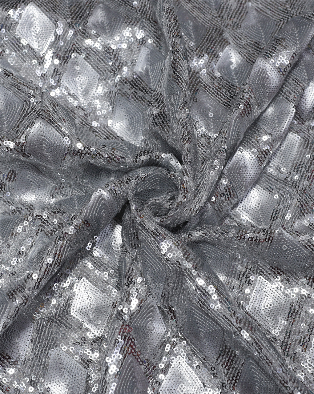 SILVER GEORGETTE SEQUINS FABRIC