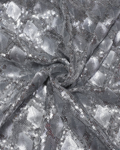 SILVER GEORGETTE SEQUINS FABRIC