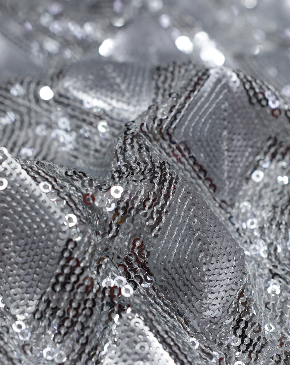 SILVER GEORGETTE SEQUINS FABRIC