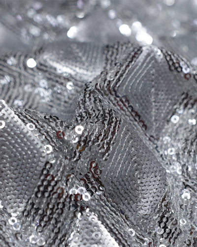 SILVER GEORGETTE SEQUINS FABRIC