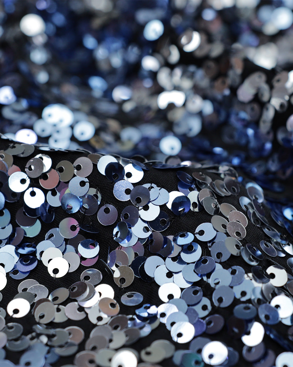 BLUE & SILVER GEORGETTE SEQUINS FABRIC