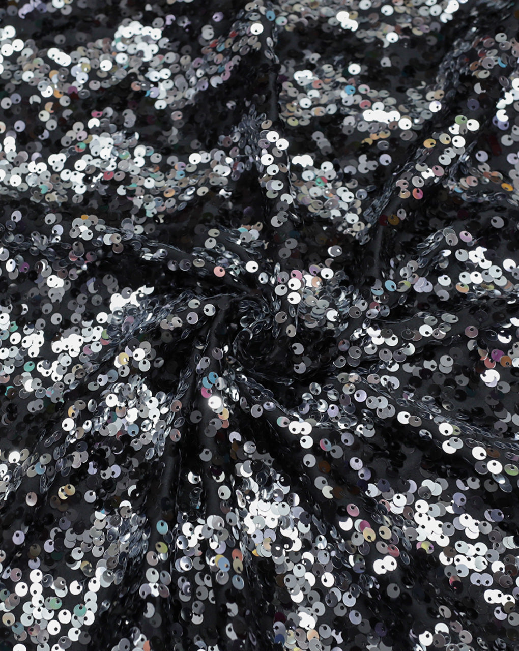 BLACK & SILVER GEORGETTE SEQUINS FABRIC