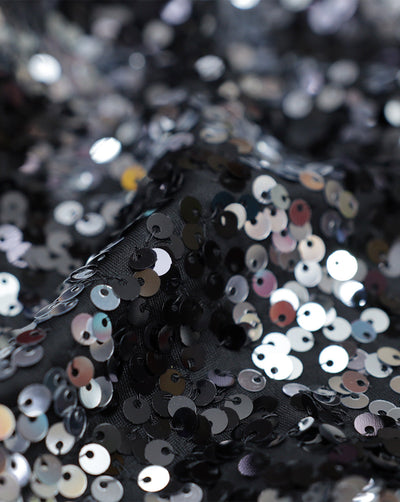 BLACK & SILVER GEORGETTE SEQUINS FABRIC