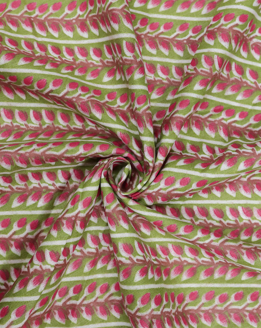 MULTICOLOR LEAFS DESIGN PRINTED POLYESTER SPUN FABRIC