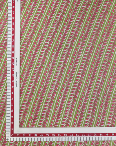 MULTICOLOR LEAFS DESIGN PRINTED POLYESTER SPUN FABRIC