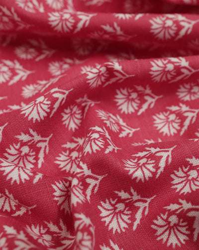 PINK FLORAL DESIGN PRINTED POLYESTER SPUN FABRIC