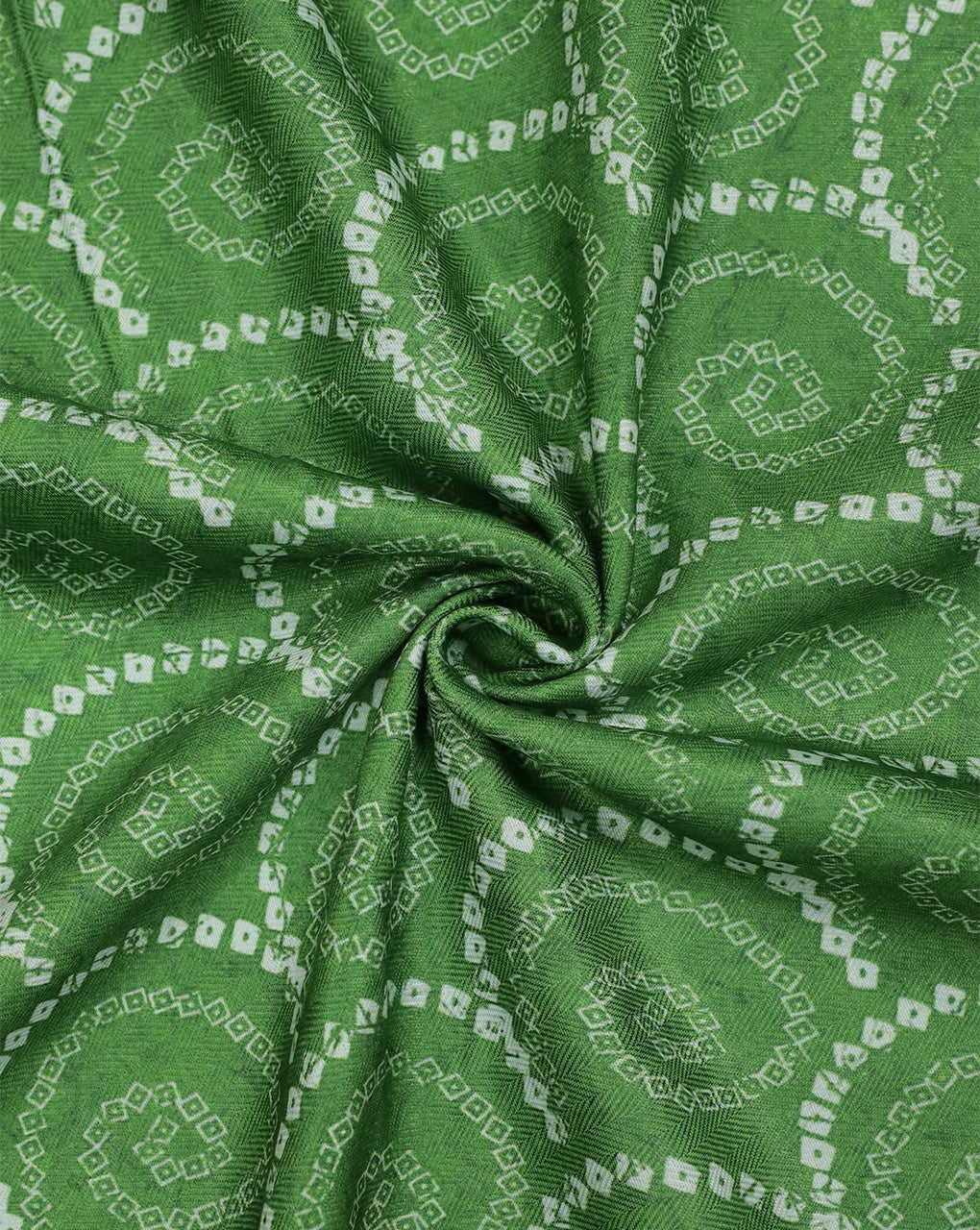 GREEN ABSTRACT DESIGN PRINTED POLYESTER SPUN FABRIC