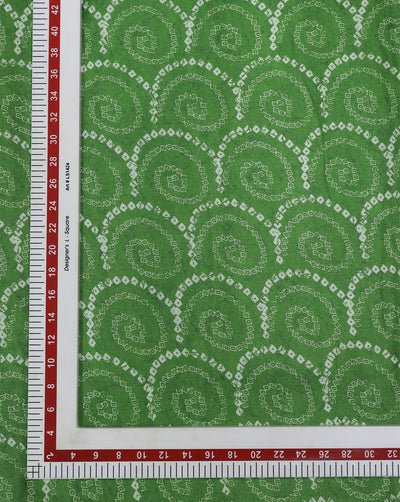 GREEN ABSTRACT DESIGN PRINTED POLYESTER SPUN FABRIC