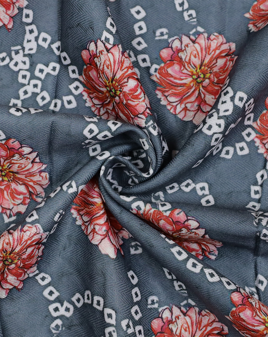 FLORAL DESIGN PRINTED POLYESTER SPUN FABRIC