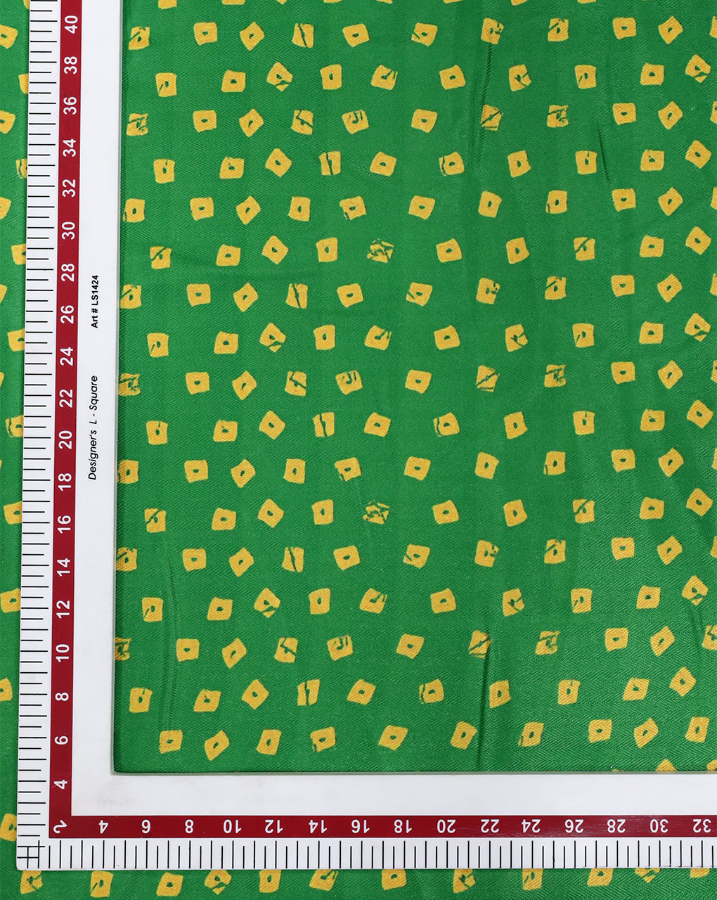 GREEN ABSTRACT DESIGN PRINTED POLYESTER SPUN FABRIC