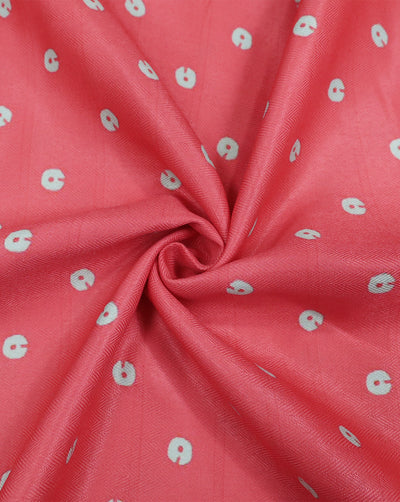 PINK ABSTRACT DESIGN PRINTED POLYESTER SPUN FABRIC