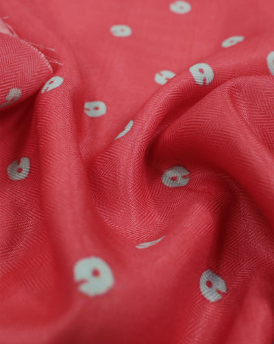 PINK ABSTRACT DESIGN PRINTED POLYESTER SPUN FABRIC