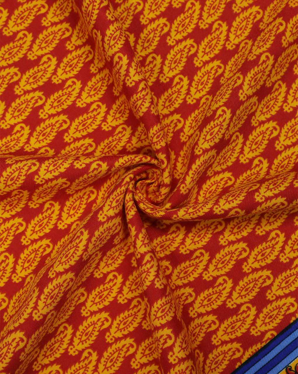 RED & YELLOW PAISLEY DESIGN PRINTED POLYESTER SPUN FABRIC