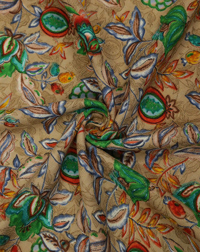 MULTICOLOR FLORAL DESIGN PRINTED POLYESTER SPUN FABRIC