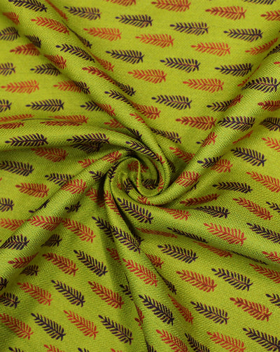 GREEN LEAFS DESIGN PRINTED POLYESTER SPUN FABRIC