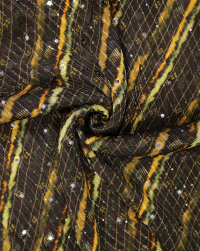MULTICOLOR CHINON CHIFFON FABRIC WITH SEQUINS EMBROIDERY