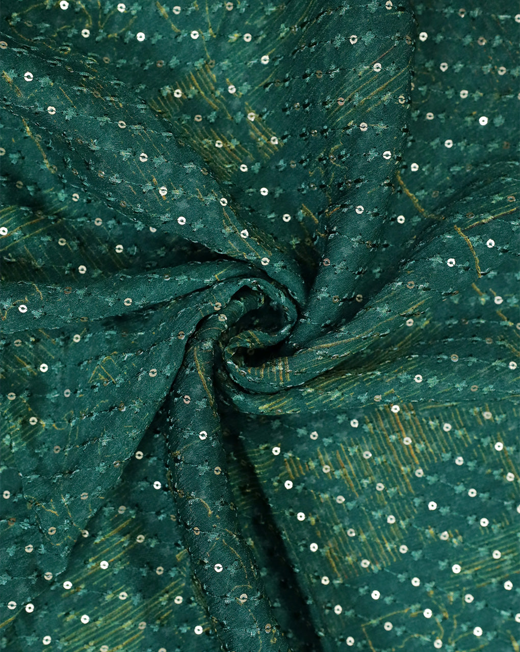 SEA GREEN CHINON CHIFFON FABRIC WITH SEQUINS EMBROIDERY