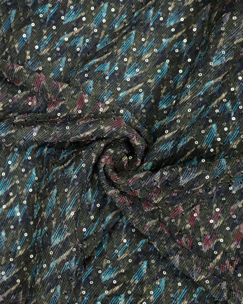 MULTICOLOR CHINON CHIFFON FABRIC WITH SEQUINS EMBROIDERY