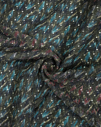 MULTICOLOR CHINON CHIFFON FABRIC WITH SEQUINS EMBROIDERY