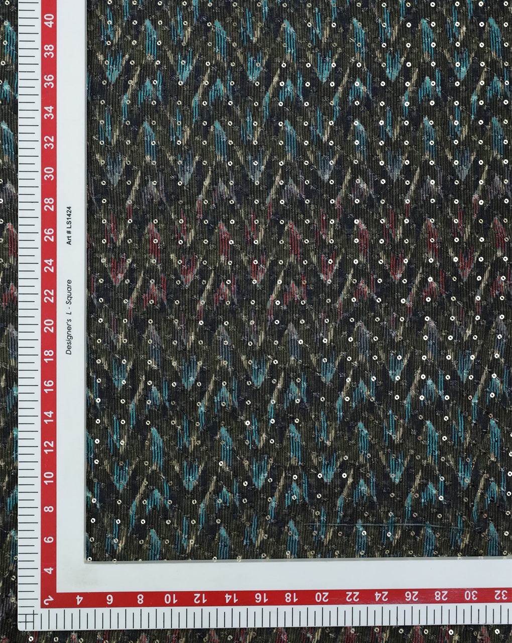 MULTICOLOR CHINON CHIFFON FABRIC WITH SEQUINS EMBROIDERY