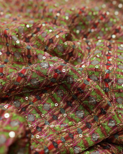 MULTICOLOR CHINON CHIFFON FABRIC WITH SEQUINS EMBROIDERY