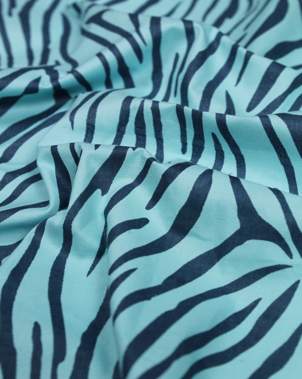 Sky Blue And Blue Leopard Design Cotton Poplin Fabric