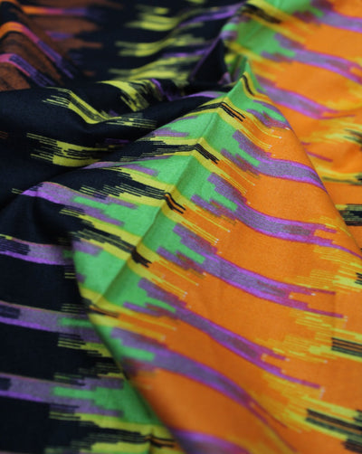 Multicolor Ikat Design Cotton Poplin Fabric