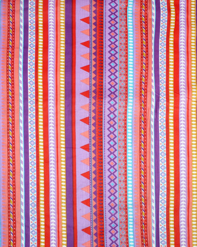 White And Multicolor Stripe Design Cotton Cambric Fabric