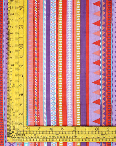 White And Multicolor Stripe Design Cotton Cambric Fabric
