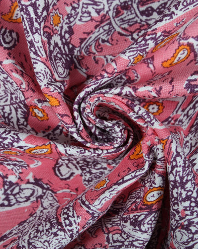 Multicolor Paisley Design Cotton Canvas Fabric