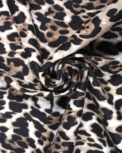 Multicolor Leopard Design Cotton Canvas Fabric